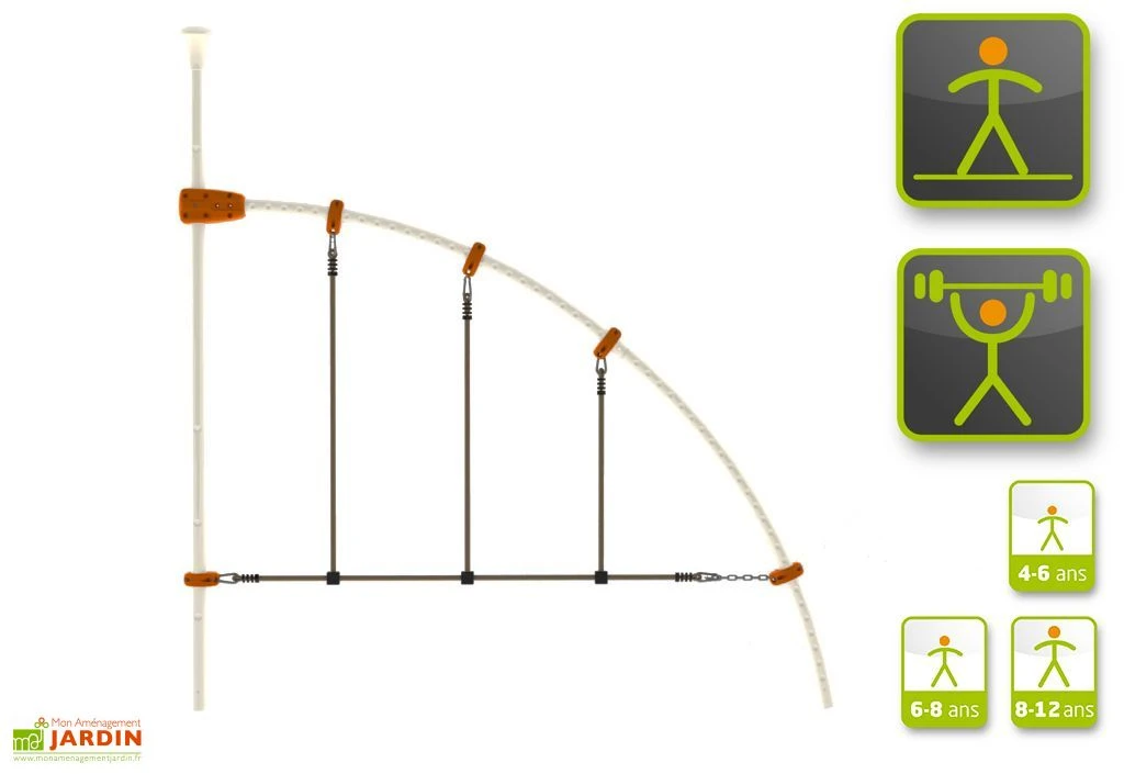 Corde Tibétaine Agrès Pour Aire De Jeux EVO 2 Corde Tibétaine Agrès Pour Aire De Jeux EVO – Image 2