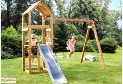 Aire De Jeux En Bois Soulet Avec Balançoires Et Toboggan – Nouméa