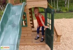 KidKraft Aire De Jeux En Bois Windale Avec Toboggan, Balançoires Et Cabane -Portique Jardin Soldes Magasin aire de jeux bois cedre toboggan balancoire cabane escalade 5