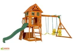 Aire De Jeux En Bois Atlantis : Balançoires Toboggan Et Escalade