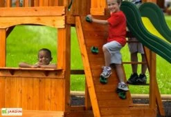 Aire De Jeux En Bois Atlantis : Balançoires Toboggan Et Escalade -Portique Jardin Soldes Magasin aire de jeux bois portique balancoires toboggan escalade 5