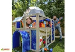 KidKraft Aire De Jeux En Bois Nerf Geo Strike Headquarters -Portique Jardin Soldes Magasin aire de jeux bunker nerf