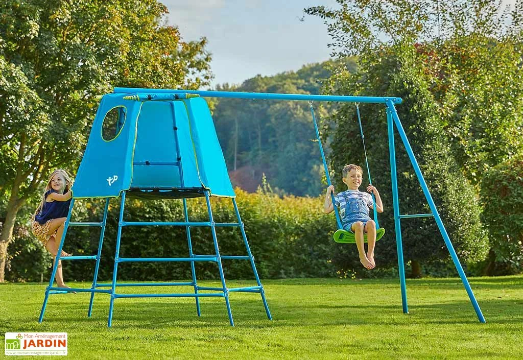 Aire De Jeux évolutive En Acier Galvanisé : Cabane Et Portique – TP Explorer 1 Aire De Jeux évolutive En Acier Galvanisé : Cabane Et Portique – TP Explorer