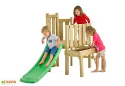 Aire De Jeux D'extérieur En Bois Traité Avec Toboggan – TP Bambin