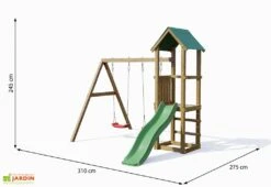 Aire De Jeux Extérieure En Bois Lucas – 2,9 X 1,9 X 2,45 M -Portique Jardin Soldes Magasin aire de jeux exterieur pour enfants 0