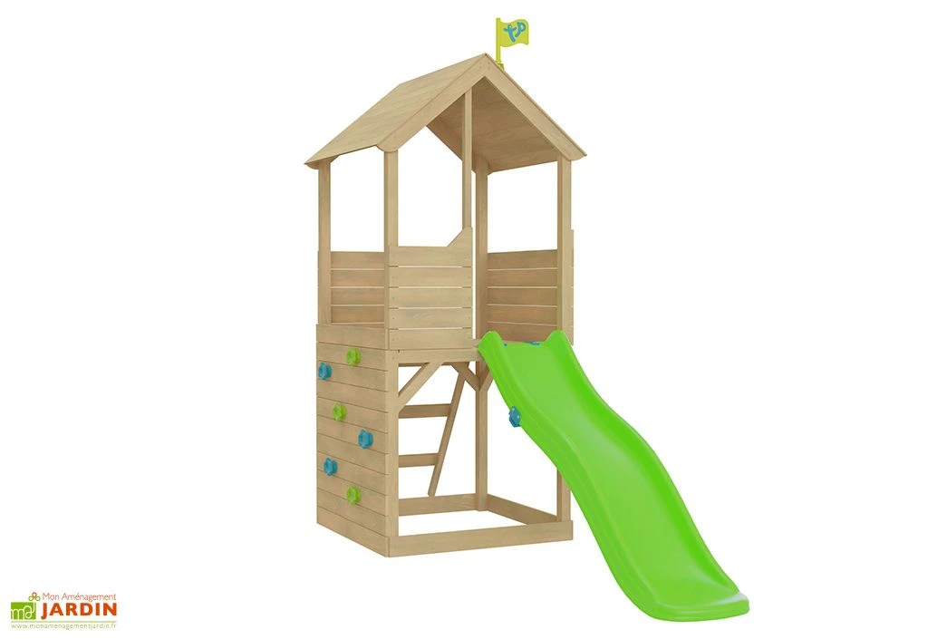 Aire De Jeux En Bois : Mur D’escalade Et Toboggan – TP Treehouse 1 Aire De Jeux En Bois : Mur D’escalade Et Toboggan – TP Treehouse