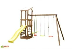 Aire De Jeux Toboggan + Agrès + Mur D'escalade + Bac à Sable – Féroé