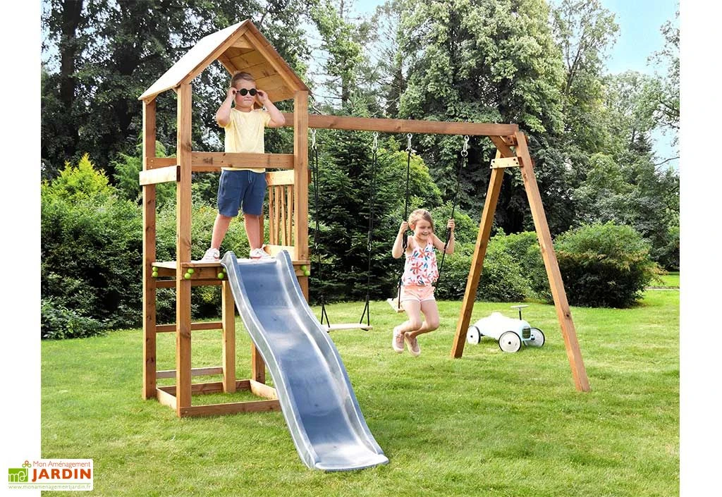 Aire De Jeux En Bois Soulet Avec Balançoires Et Toboggan – Nouméa 2 Aire De Jeux En Bois Soulet Avec Balançoires Et Toboggan – Nouméa – Image 2