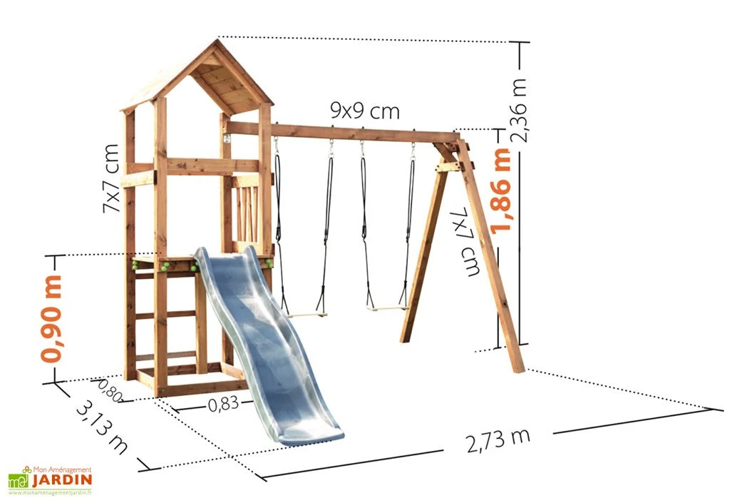 Aire De Jeux En Bois Soulet Avec Balançoires Et Toboggan – Nouméa 4 Aire De Jeux En Bois Soulet Avec Balançoires Et Toboggan – Nouméa – Image 4