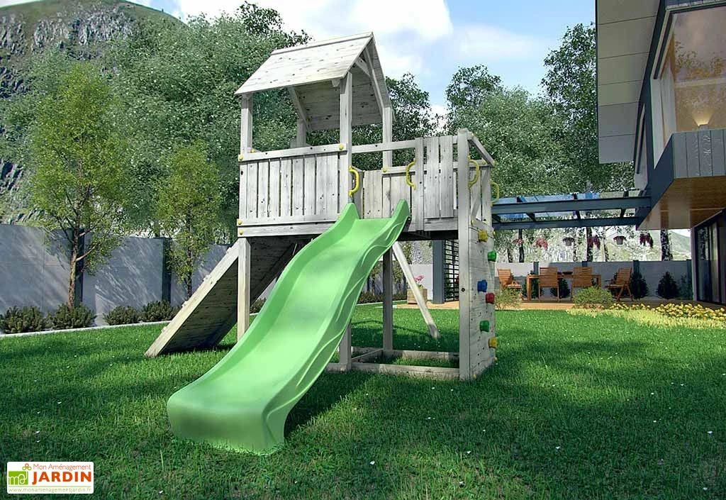 Aire De Jeux Carol 3 : Toboggan + Escalade + Rampe + Balançoire 2 Aire De Jeux Carol 3 : Toboggan + Escalade + Rampe + Balançoire – Image 2