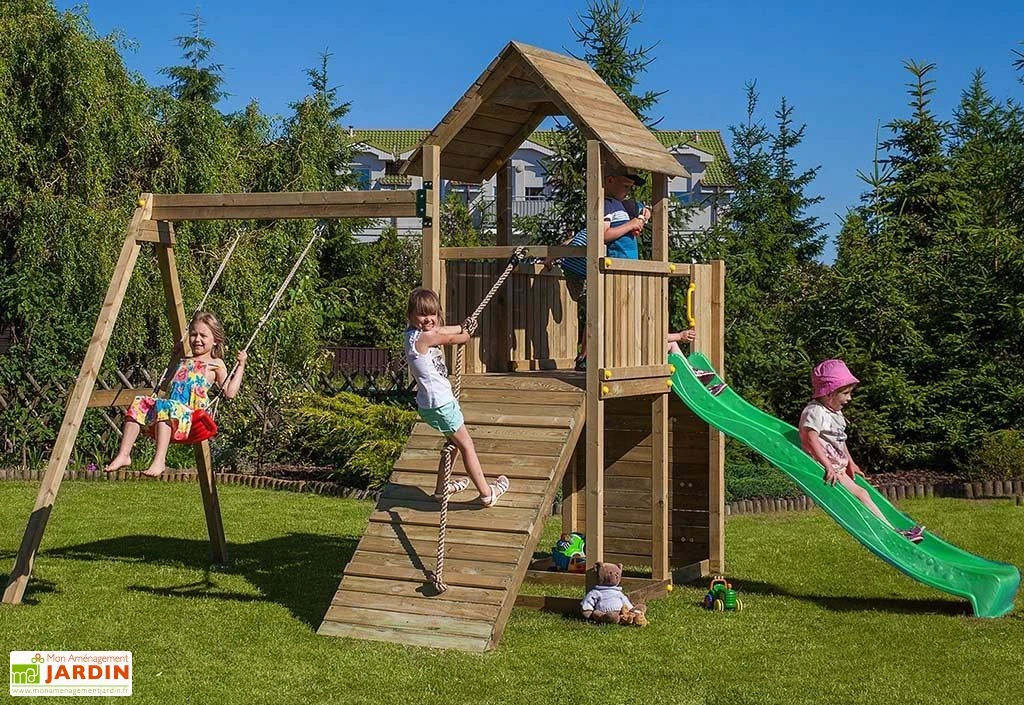 Aire De Jeux Carol 3 : Toboggan + Escalade + Rampe + Balançoire 1 Aire De Jeux Carol 3 : Toboggan + Escalade + Rampe + Balançoire