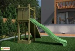 Aire De Jeux Funny 3 : Toboggan + Rampe + Bac à Sable -Portique Jardin Soldes Magasin aire jeux bois autoclave funny3 fungoo toboggan rampe 1