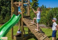 Aire De Jeux Funny 3 : Toboggan + Rampe + Bac à Sable -Portique Jardin Soldes Magasin aire jeux bois autoclave funny3 fungoo toboggan rampe 3