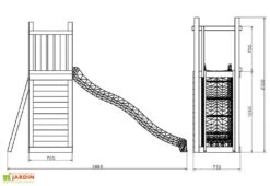 Aire De Jeux Funny 3 : Toboggan + Rampe + Bac à Sable -Portique Jardin Soldes Magasin aire jeux bois autoclave funny3 fungoo toboggan rampe 4