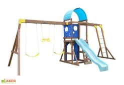 KidKraft Aire De Jeux En Bois Balançoires Et Toboggan – Overlook Challenge