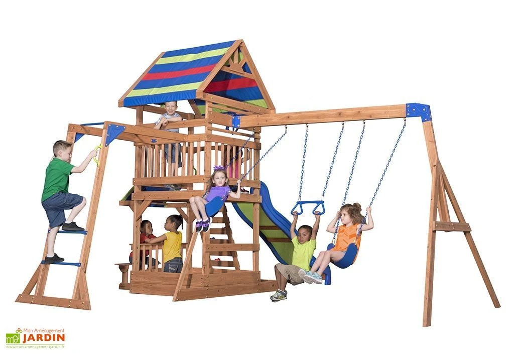 Aire De Jeux En Bois Avec Portique, Toboggan Et Escalade Northbrook 2 Aire De Jeux En Bois Avec Portique, Toboggan Et Escalade Northbrook – Image 2