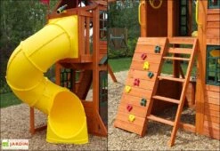 Aire De Jeux Kidkraft Bois De Cèdre Canyon Ridge : Balançoires Toboggans -Portique Jardin Soldes Magasin aire jeux bois cedre kidkraft toboggans balancoires canyon ridge 3