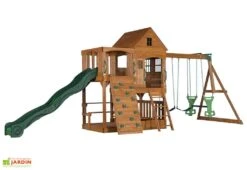 Aire De Jeux En Bois Avec Portique, Toboggan Et Escalade Hill Crest -Portique Jardin Soldes Magasin aire jeux bois cedre portique toboggan escalade hill crest 2