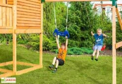 Aire De Jeux Move MySide : Cabane + Toboggan + Portique Balançoires -Portique Jardin Soldes Magasin aire jeux bois fungoo move myside toboggan portique cabane 2
