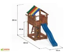 Aire De Jeux Paradise : Toboggan + Escalade + Corde + Echelle -Portique Jardin Soldes Magasin aire jeux bois fungoo paradise toboggan cabane bac sable 5