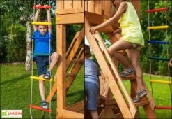 Aire De Jeux Paradise : Toboggan + Escalade + Corde + Echelle -Portique Jardin Soldes Magasin aire jeux bois fungoo paradise toboggan cabane bac sable 7