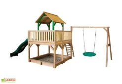 Axi Aire De Jeux En Bois De Hemlock Portique Balançoire Et Toboggan Atka