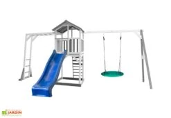 Axi Aire De Jeux En Bois De Hemlock Toboggan, Nid D’Oiseau Et Barres De Singe