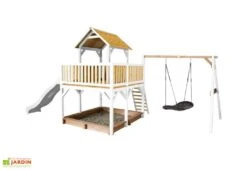 Axi Aire De Jeux En Bois De Hemlock Toboggan Et Portique Balançoire Atka -Portique Jardin Soldes Magasin aire jeux bois hemlock toboggan portique balanc oire atka