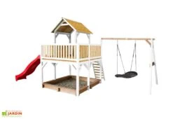 Axi Aire De Jeux En Bois De Hemlock Toboggan Et Portique Balançoire Atka -Portique Jardin Soldes Magasin aire jeux bois hemlock toboggan portique balanc oire atka 4