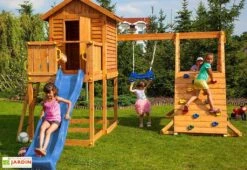 Aire De Jeux MyHouse Spider : Cabane + Toboggan + Escalade + Trapèze