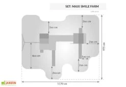 Aire De Jeux En Bois De Pin Traité Portique + 2 Toboggans Smile Farm -Portique Jardin Soldes Magasin aire jeux bois pin traite portique 2toboggans smile farm 1