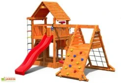 Aire De Jeux En Bois De Pin Traité Avec Portique Big Leader Spider