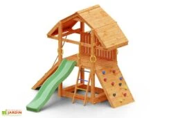 Aire De Jeux En Bois De Pin Traité Toboggan Et Mur D’Escalade Buffalo