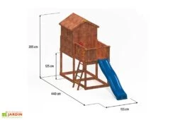 Aire De Jeux Cabane En Bois De Pin Traité Avec Toboggan MyHouse -Portique Jardin Soldes Magasin aire jeux cabane bois pin traite toboggan myhouse 1
