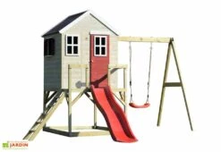 Aire De Jeux En Bois Avec Portique Balançoire Et Toboggan Éléphant