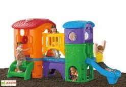 Step2 Aire De Jeux Pour Enfants Clubhouse - Cabanes Avec Toboggans 8 Step2 Aire De Jeux Pour Enfants Clubhouse - Cabanes Avec Toboggans -Portique Jardin Soldes Magasin aire jeux enfants clubhouse cabane plateforme passerelle 2 toboggans 3