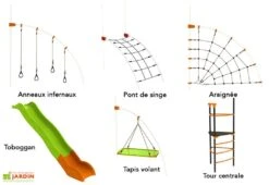 Aire De Jeux EVO-Foly Avec 6 Agrès -Portique Jardin Soldes Magasin aire jeux evolutive evo foly agres