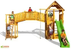 Aire De Jeux Rainbow Fortress Tip : Escalade + Toboggan + Pont -Portique Jardin Soldes Magasin aire jeux geante bois fungoo escalade toboggan pont 8