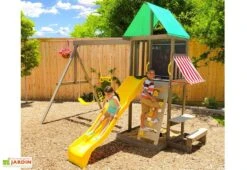 Aire De Jeux Kidkraft Bois De Cèdre Newport : Balançoires Toboggan -Portique Jardin Soldes Magasin aire jeux kidkraft bois cedre balancoires toboggan newport 1