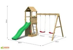 Aire De Jeux Avec Portique En Bois De Pin Traité 2 Balançoires Flappi -Portique Jardin Soldes Magasin aire jeux portique bois pin traite 2balancoires flappi 2