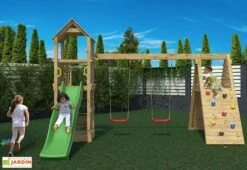 Aire De Jeux Avec Portique En Bois De Pin Traité Fungoo Fleppi -Portique Jardin Soldes Magasin aire jeux portique bois pin traite fungoo fleppi 1