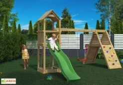 Aire De Jeux Avec Portique En Bois De Pin Traité Fungoo Fleppi