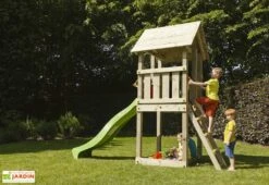 Aire De Jeux Kiosk En Bois Autoclave Avec Toboggan