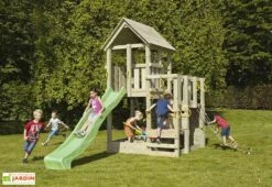 Aire De Jeux Penthouse En Bois Autoclave Avec Toboggan