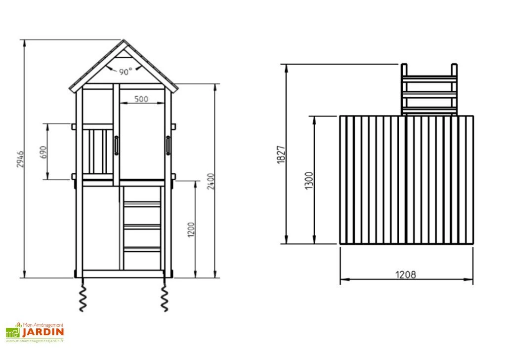 Aire De Jeux Kiosk En Bois Autoclave Avec Toboggan Et Portique 3 Aire De Jeux Kiosk En Bois Autoclave Avec Toboggan Et Portique – Image 3