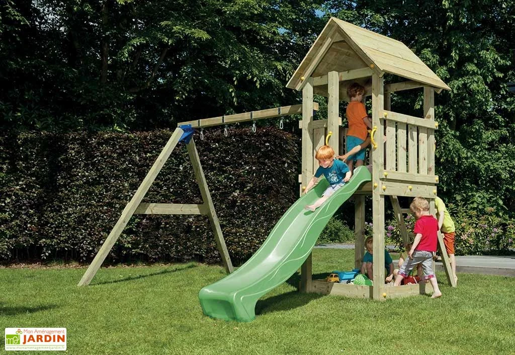 Aire De Jeux Kiosk En Bois Autoclave Avec Toboggan Et Portique 1 Aire De Jeux Kiosk En Bois Autoclave Avec Toboggan Et Portique