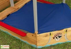 KidKraft Bac à Sable En Bois Bateau De Pirate 200 Cm -Portique Jardin Soldes Magasin bac a sable bateau pirate bois jardin enfant 3