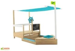 Bac à Sable En Bois Coulissant Pour Enfants – TP Bateau Pirate Ahoy -Portique Jardin Soldes Magasin bac a sable bateau pirate coulissant