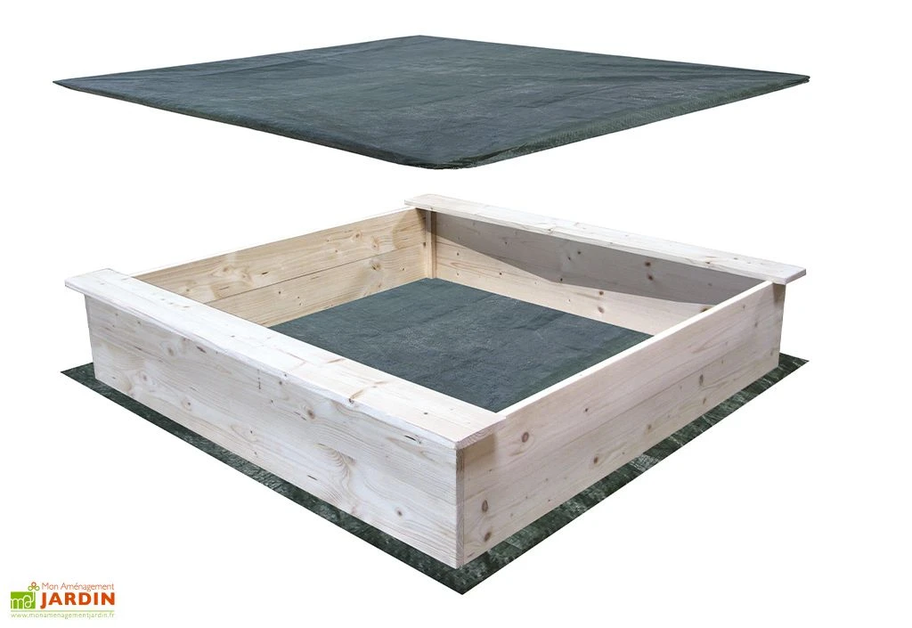 Bac à Sable Pour Enfants En Bois Brut 1,18 X 1,18 M + Bâches 1 Bac à Sable Pour Enfants En Bois Brut 1,18 X 1,18 M + Bâches
