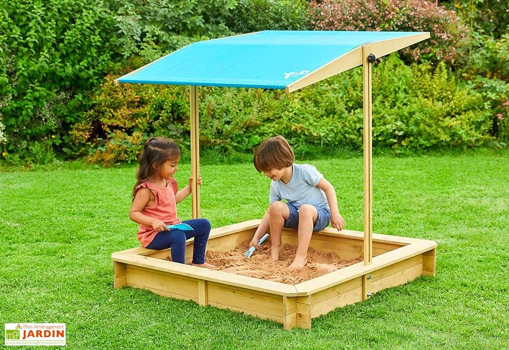 Bac à Sable En Bois Avec Auvent Escamotable – Wooden Sandpit 1 Bac à Sable En Bois Avec Auvent Escamotable – Wooden Sandpit